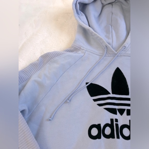 Adidas Cropped Light Blue Hoodie - Picture 12 of 15